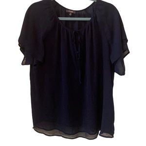 NYDJ Blouse, Somewhat Sheer With a Lining Under of the same material, XL, Navy